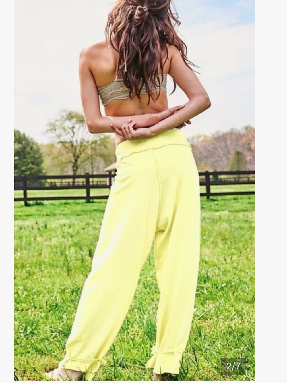 Free People organic cotton lounge pants in the dreamy” Minted Lemonade"